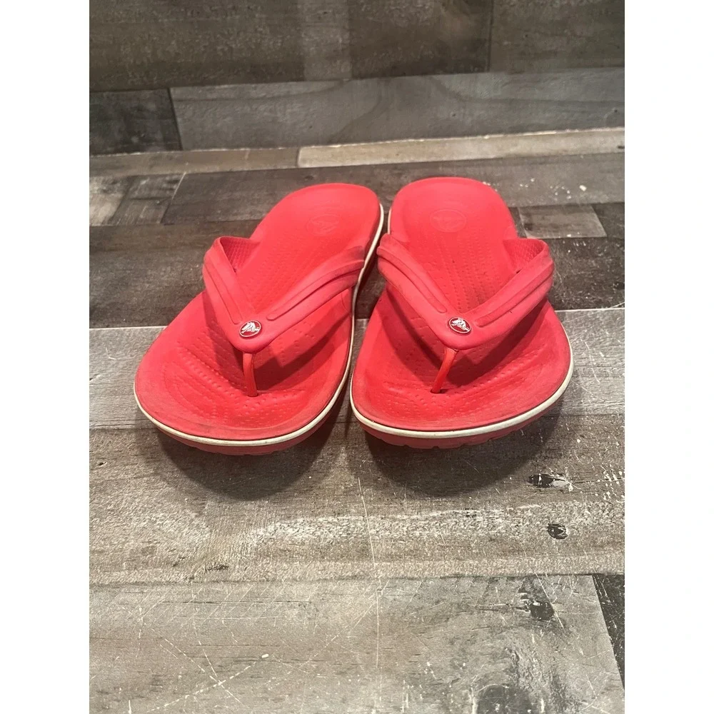Crocs Crocband Flip Flops Red Unisex Sandals M7 W9 11033 Summer Beach Shoes